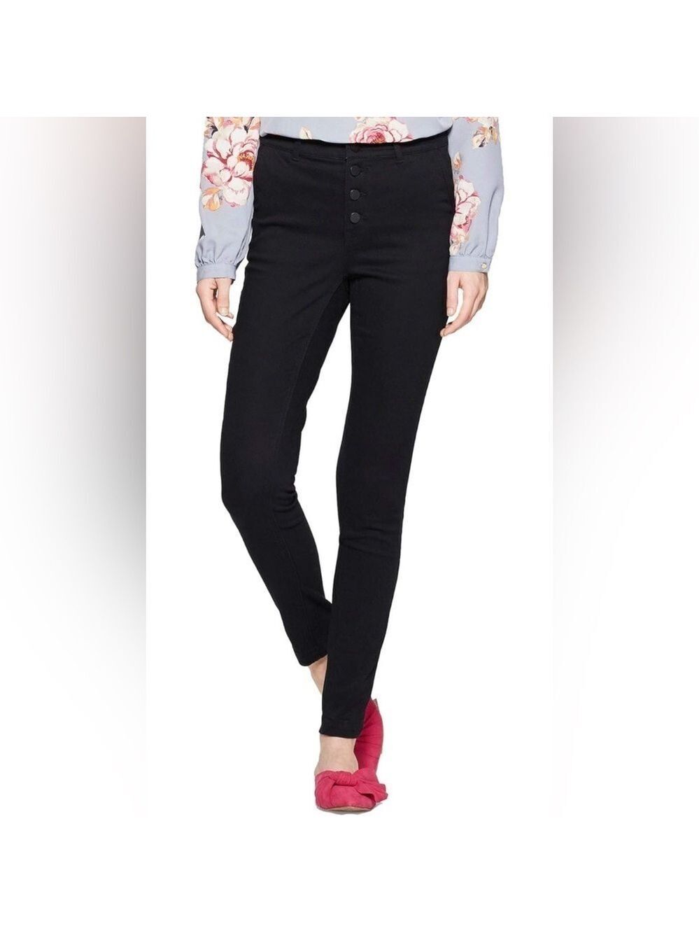 A New Day Women’s Skinny Button Front Jeans Burgundy Size 14 - Picture 7 of 7